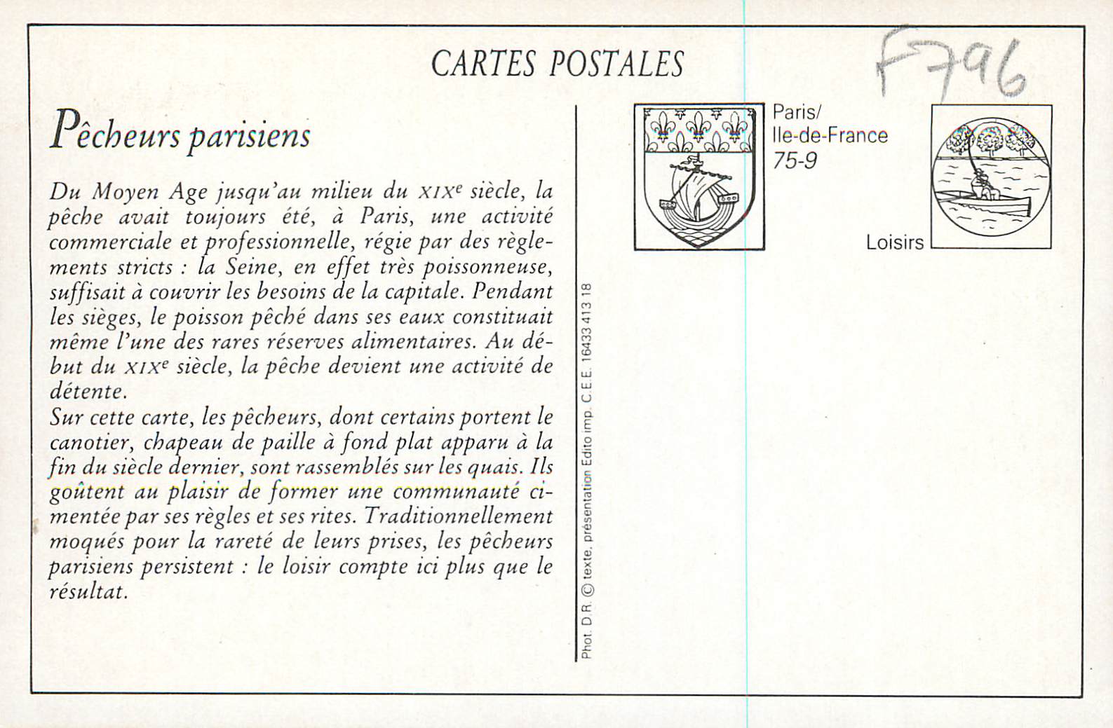 REPRO Paris Vecu Pecheurs Parisiens — Rückseite