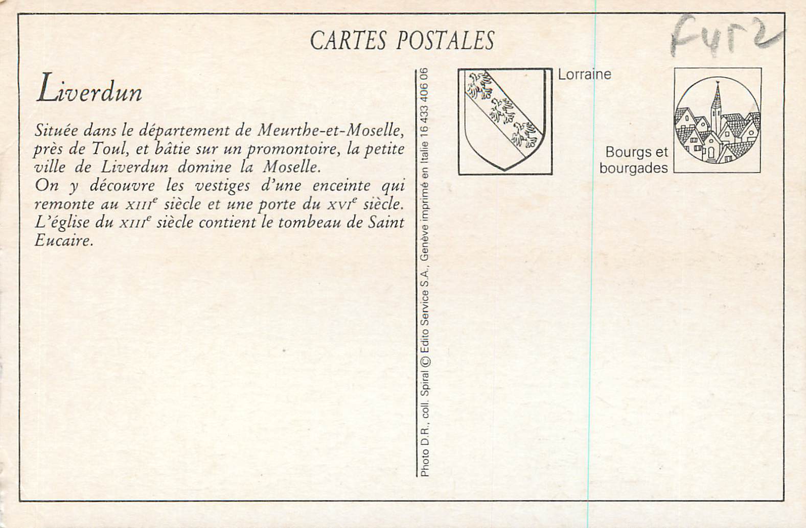 Liverdun pittoresque — Porte Haute — Hurson, Bas-Lorrain, Alverdun — Rückseite