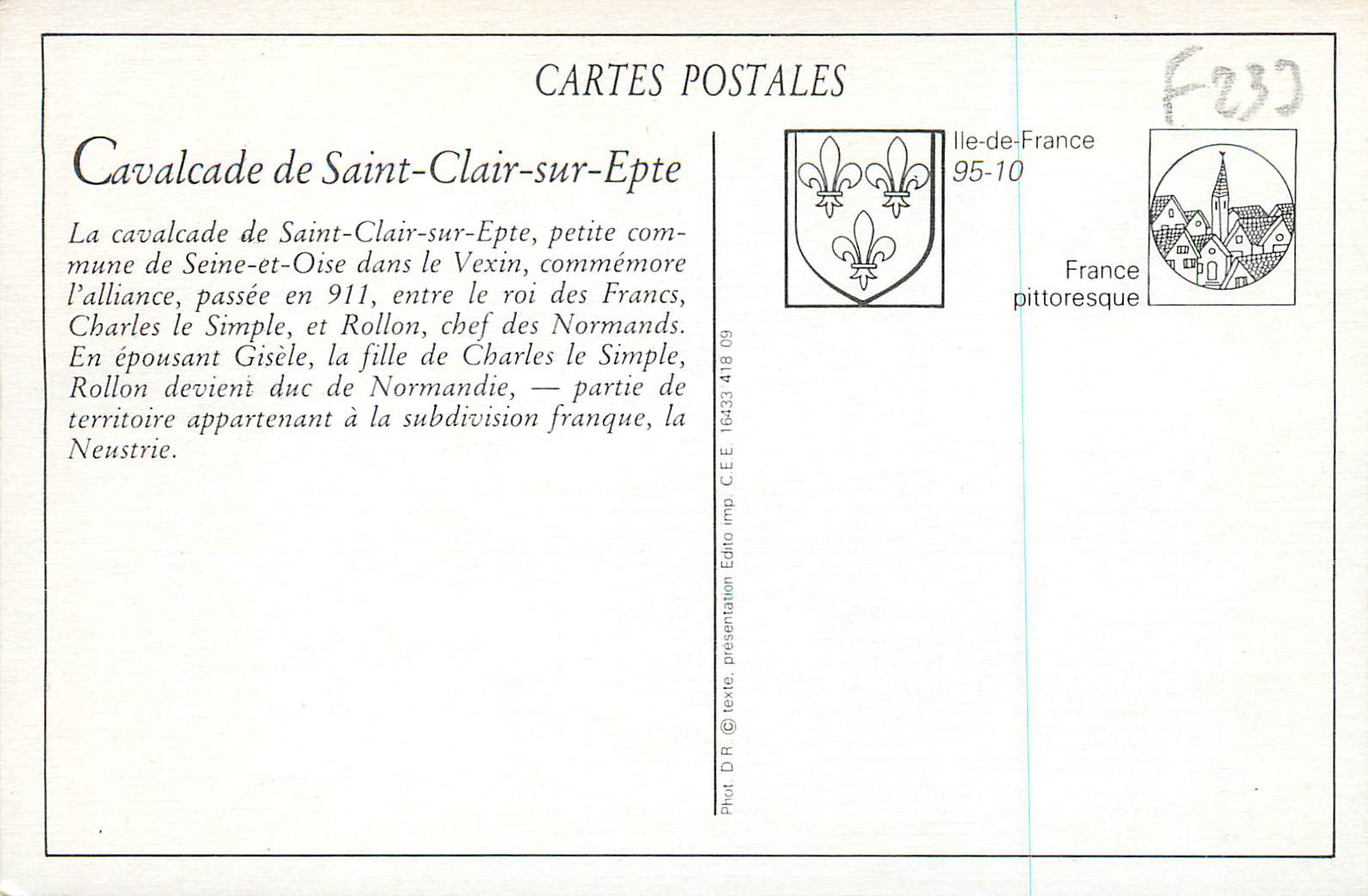 REPRO Cavalcade de Saint Clair sur Epte (S et O) 18 Mars 1906 — Rückseite
