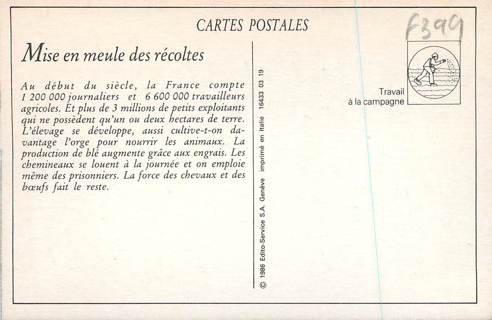 REPRO La Vie Champetre La Mise en Meule des Recoltes — Rückseite