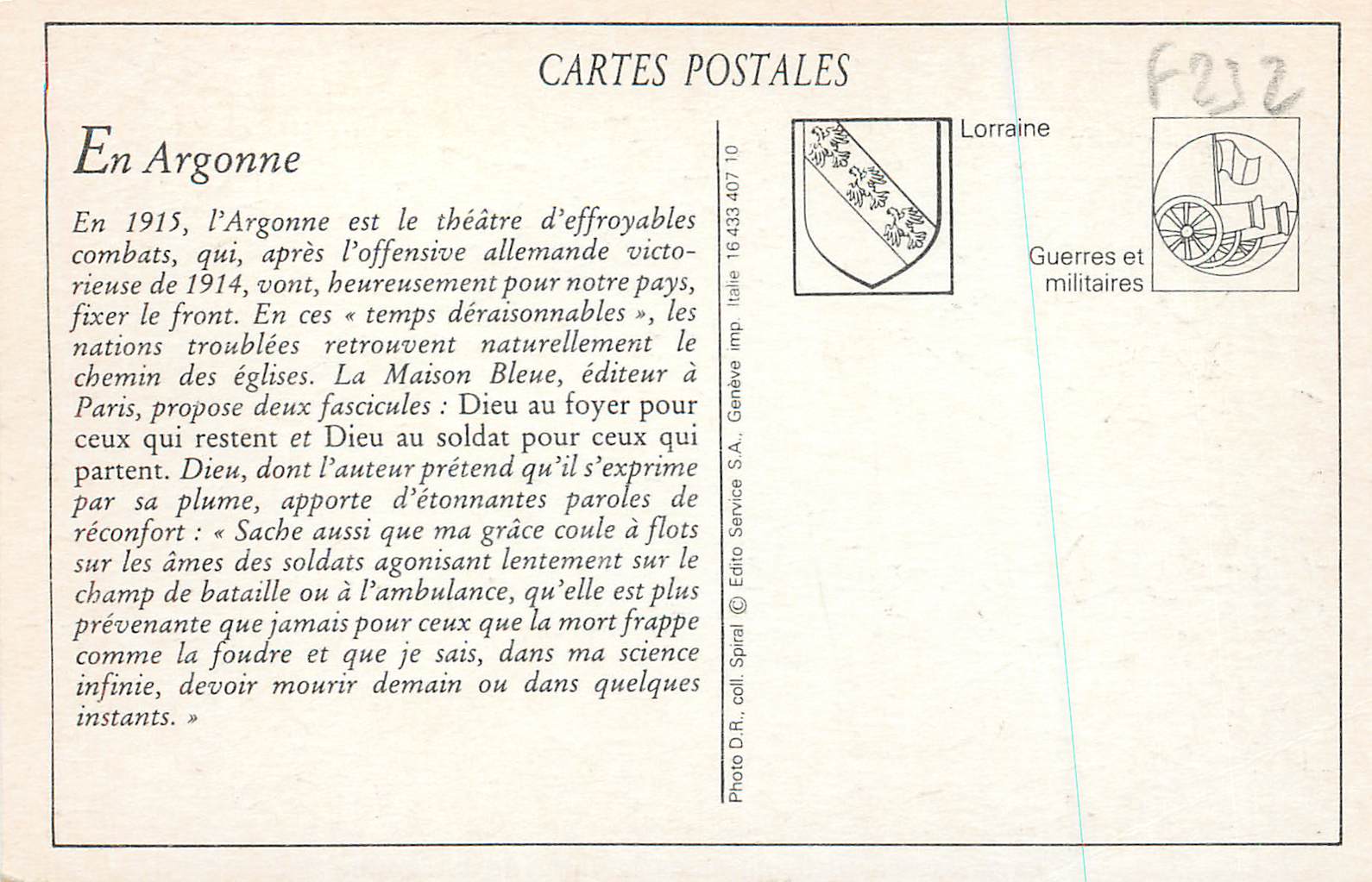 REPRO En Argonne La Messe en Plein air dans la Foret de l'Argonne — Rückseite