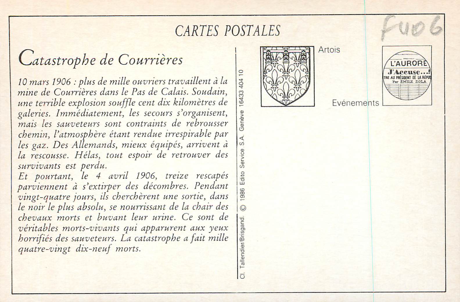 REPRO Catastrophe de Courrieres Les Restes d'une Victime — Rückseite