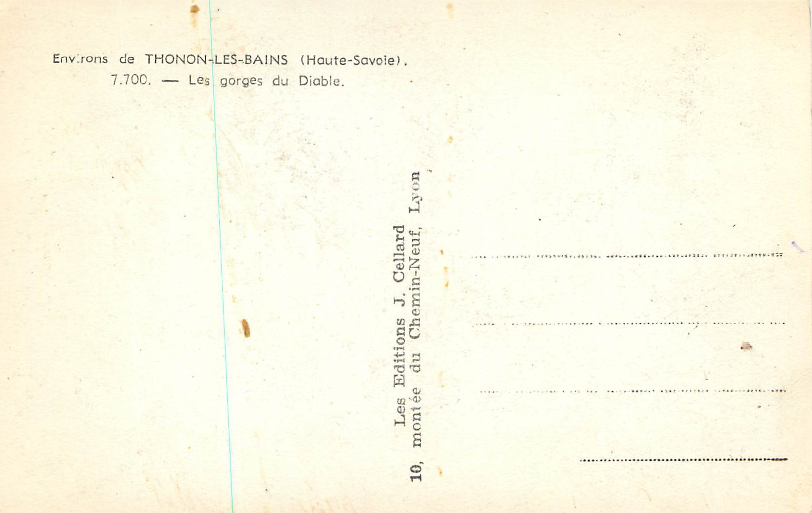 Gorges du Diable — Environ de Thonon-les-Bains (Haute-Savoie) — Éditions J. Cellard, Lyon — Achterkant