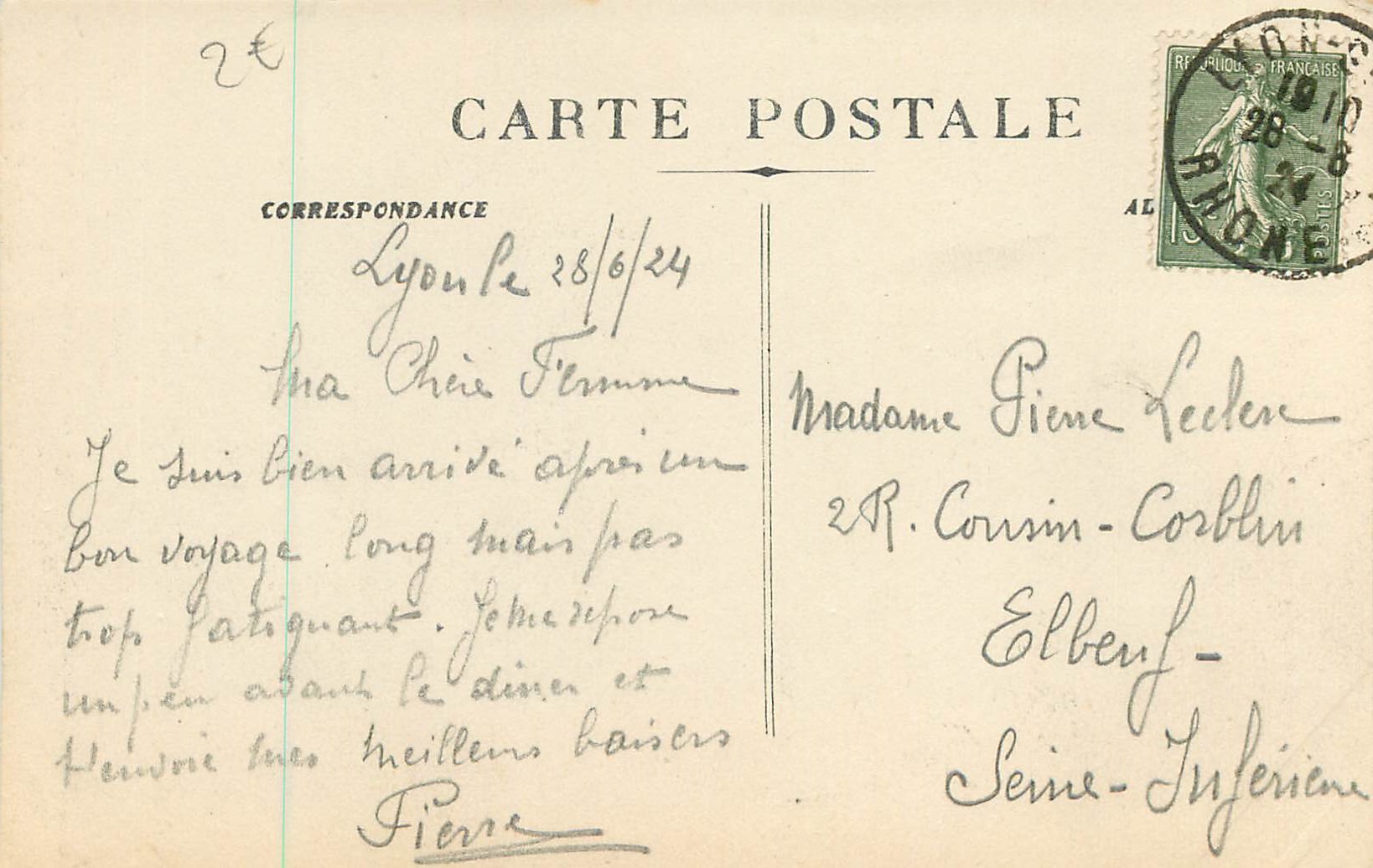CPA Lyon Notre Dame de Fourviere — Verso