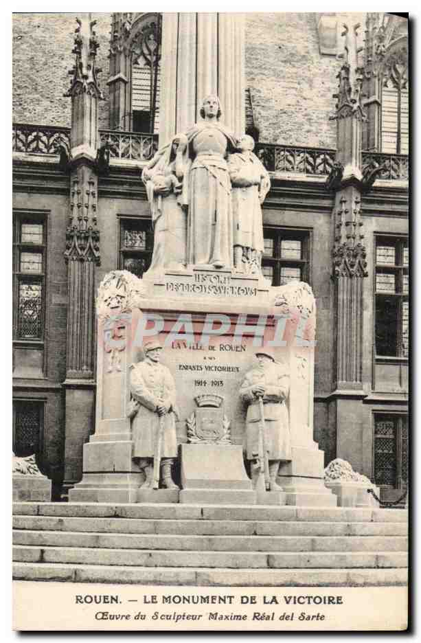 Rouen - Le Monument de la Victoire Oeuvre du Sculpture Maxime Real del Sarte - CPA 