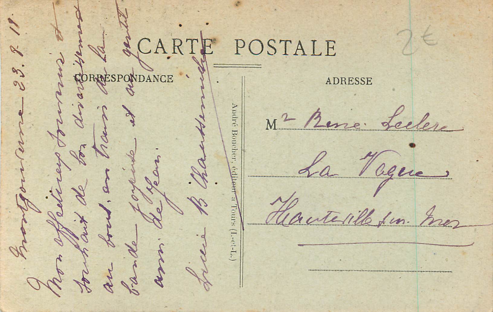 CPA Rochecorbon (I et L) La Lanterne Seul Vestige du Chateau de Robert des Roches — Rückseite