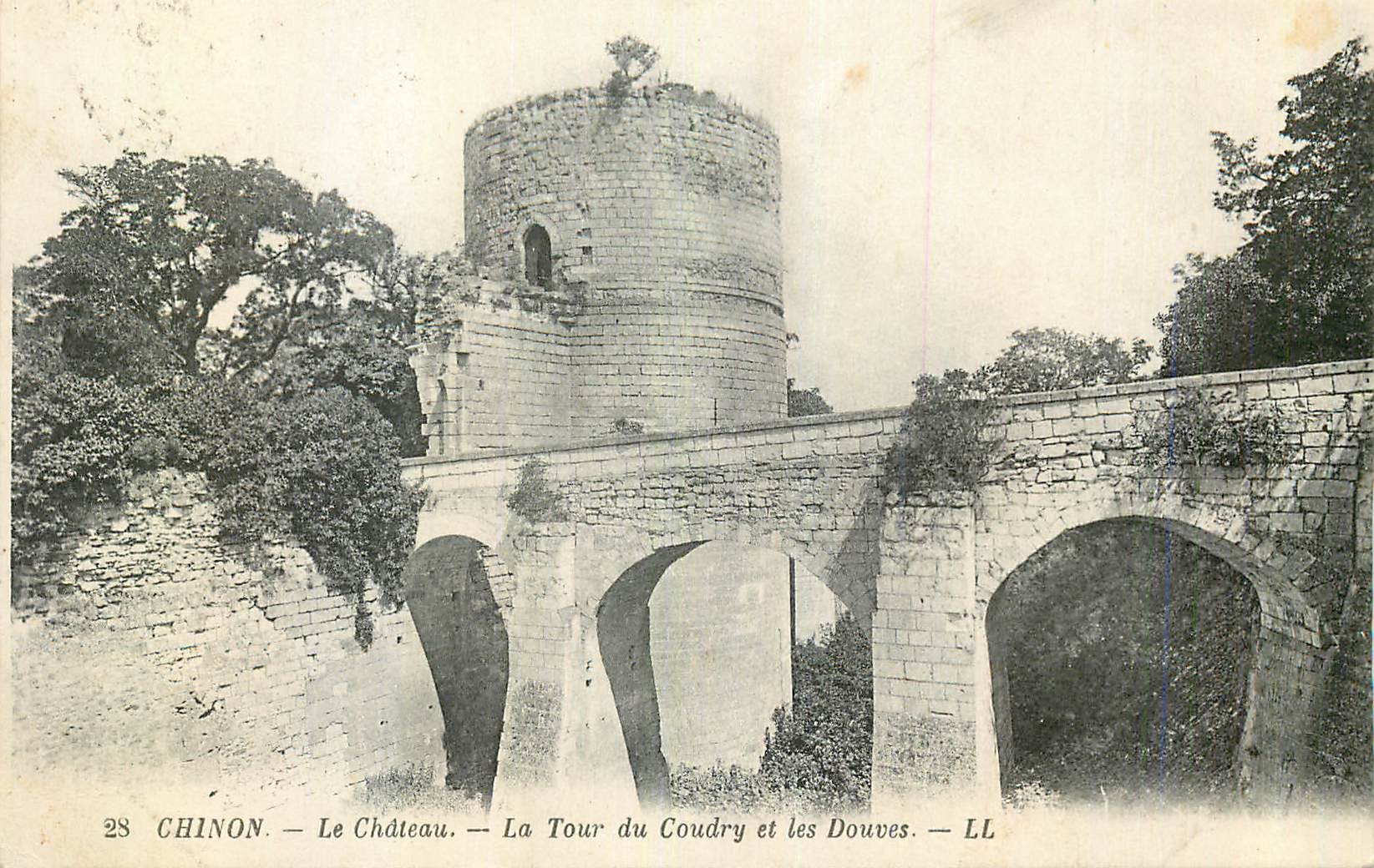 CPA Chinon Le Chateau La Tour du Coudry et les Douves