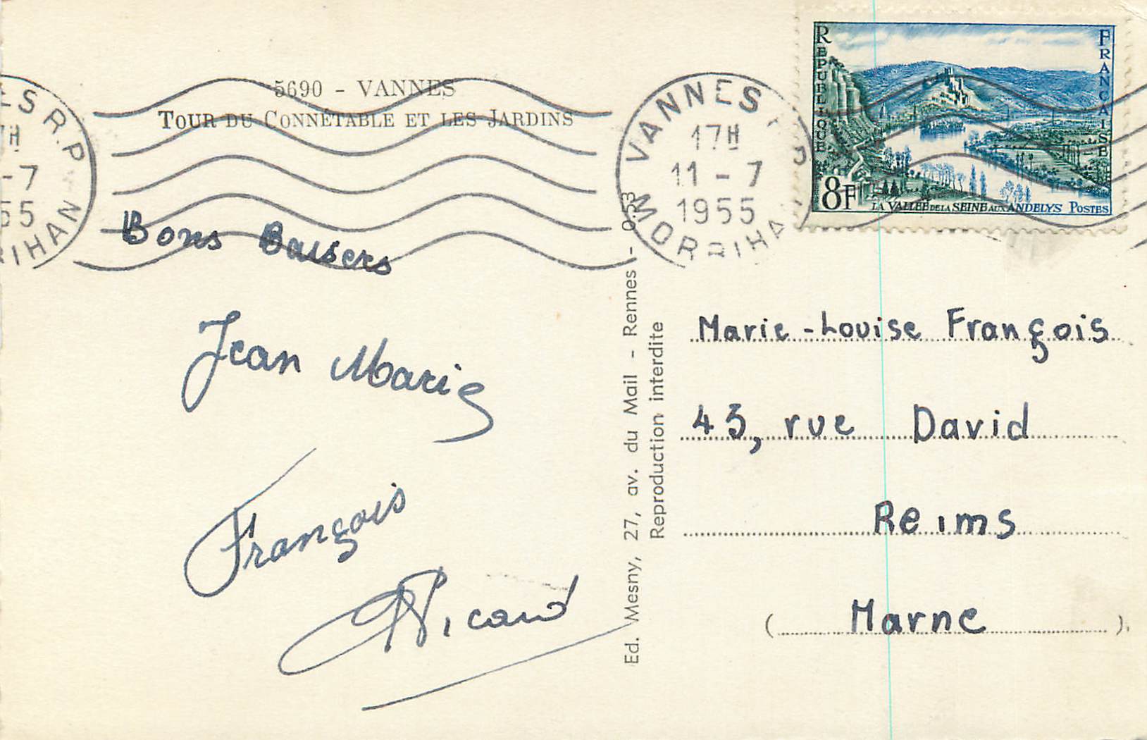Tour du Connétable et les jardins — Vannes — Ed. Mesny, 27, av. du Mail, Rennes — Rückseite