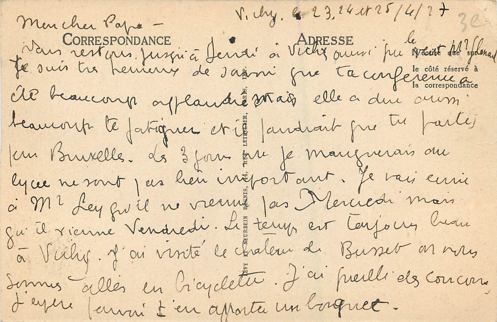 CPA Vichy Le Pont sur l'Allier — Verso