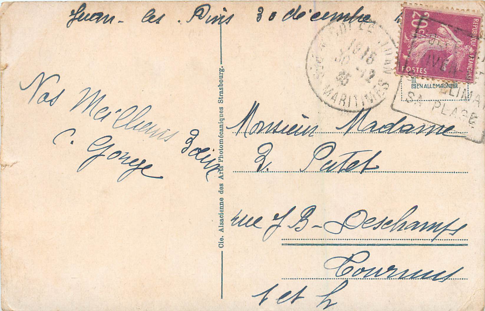 CPA Juan les Pins Le Casino et les Bains — Rückseite