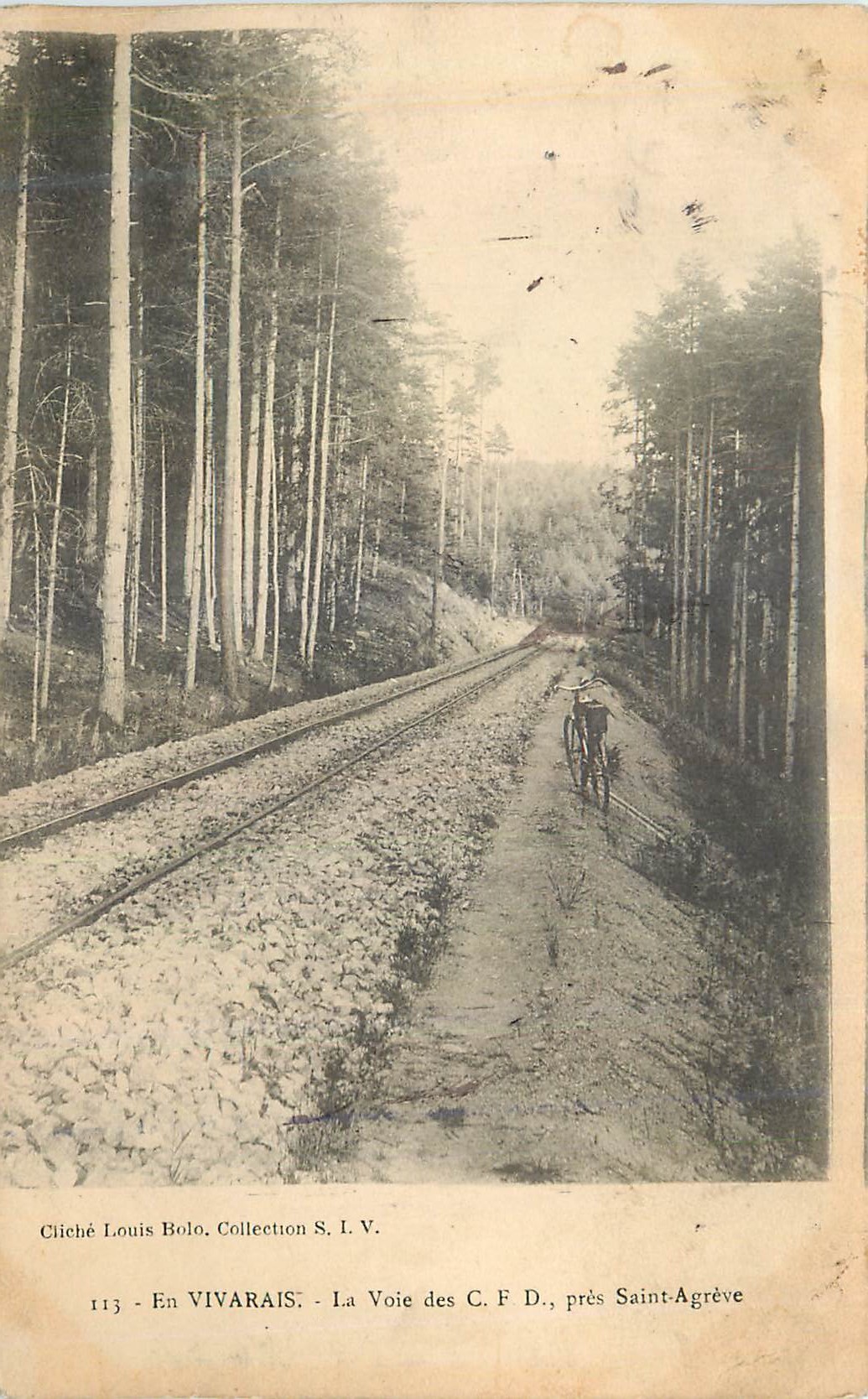 La Voie des C.F.D. près Saint-Agrève — VIVARAIS — Cliché Louis Bolo, Collection S.I.V. n°113