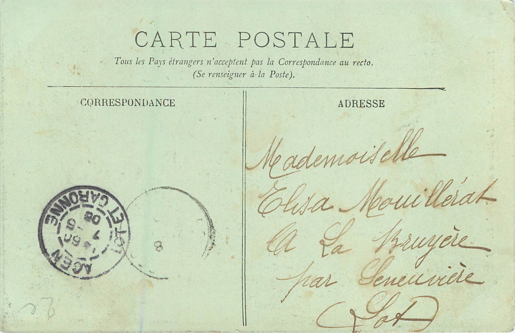 CPA Bordeaux Le Monument de Gambetta — Verso