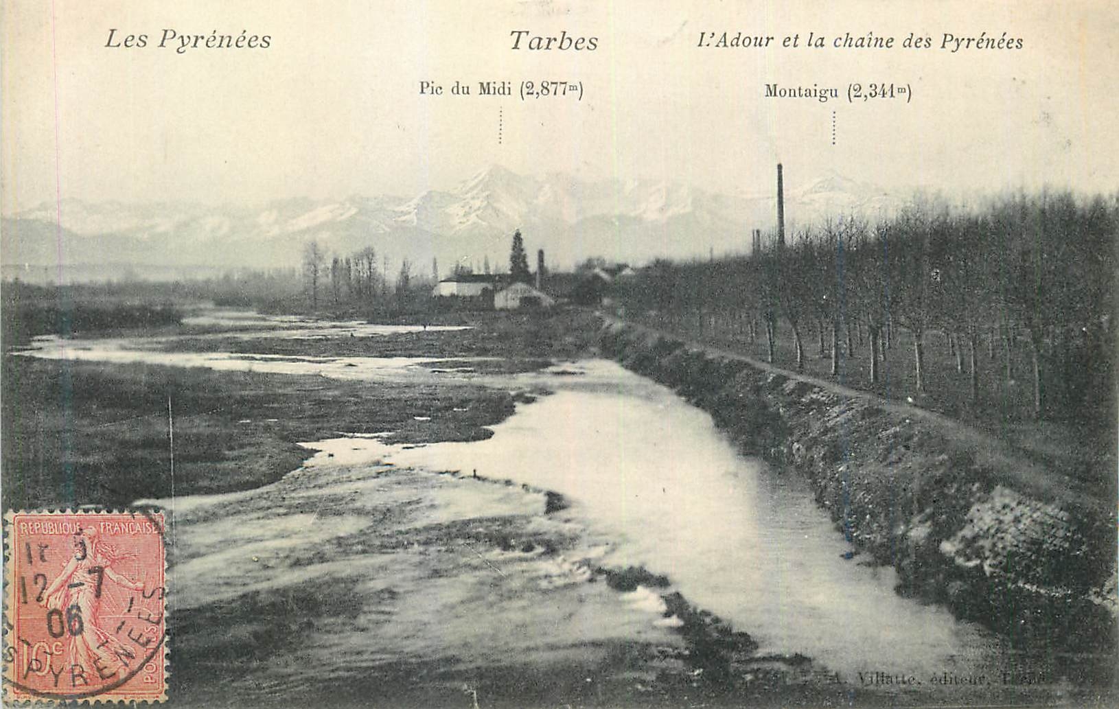 CPA Tarbes Les Pyrenees L'Adour et la Chaine des Pyrenees