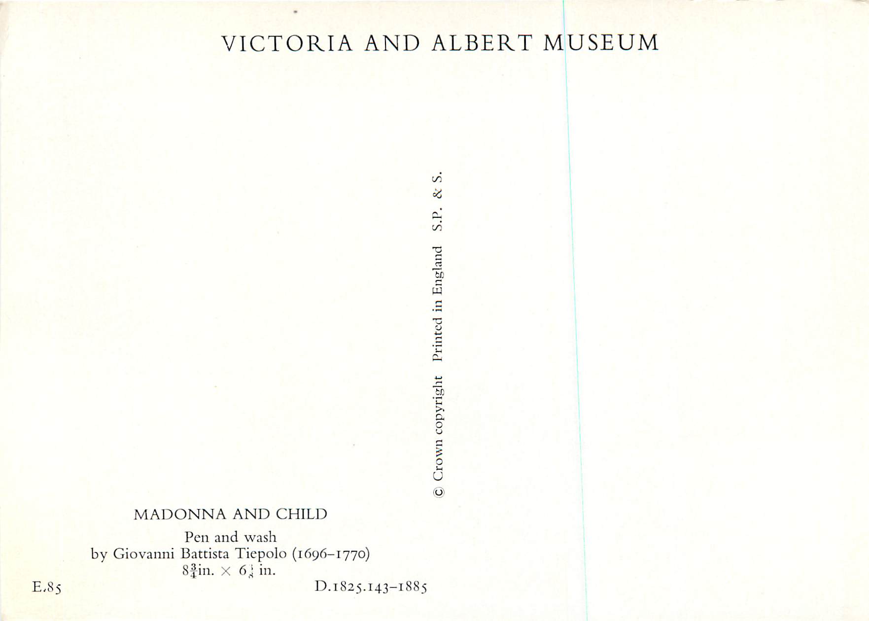 CPM Victoria and Albert Museum Madonna and Child Pen and Wash — Verso