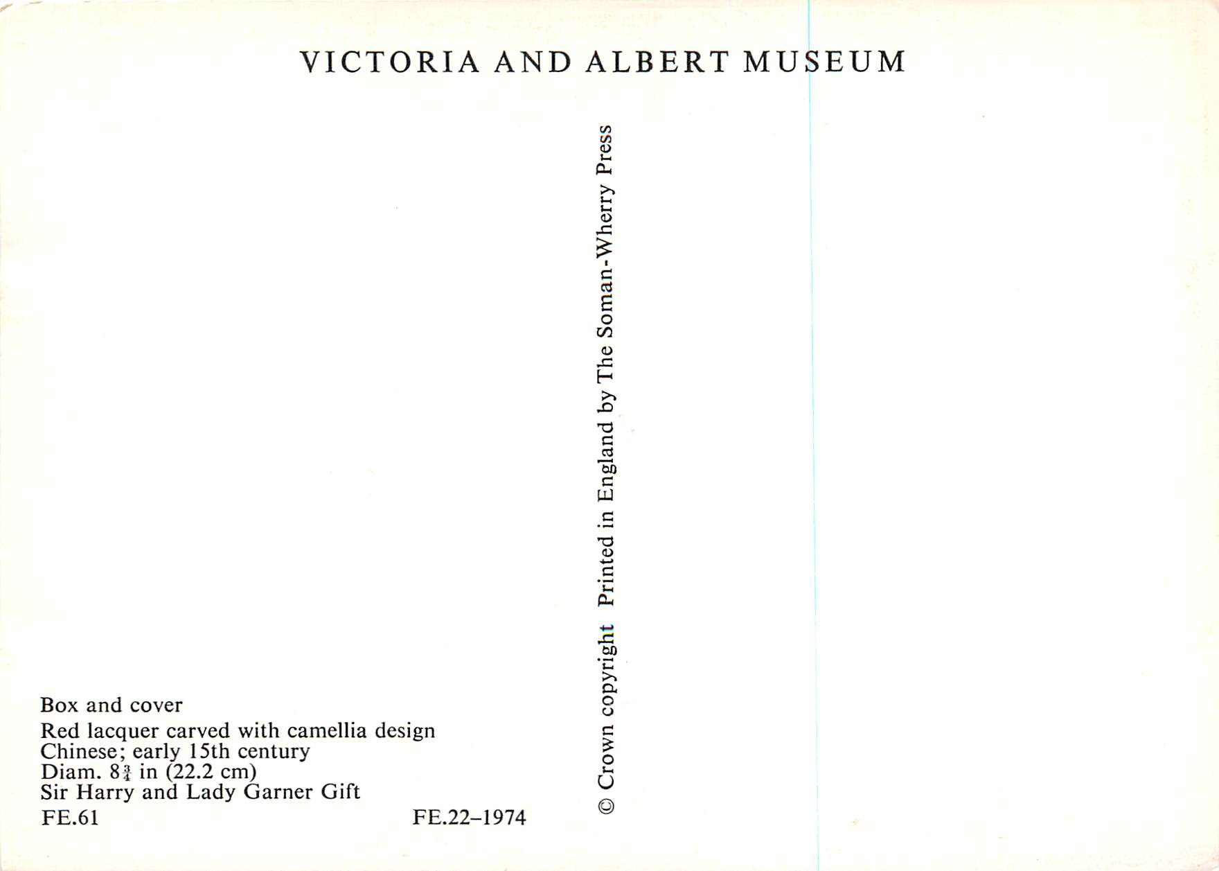 CPM Victoria and Albert Museum Box and Cover — Rückseite