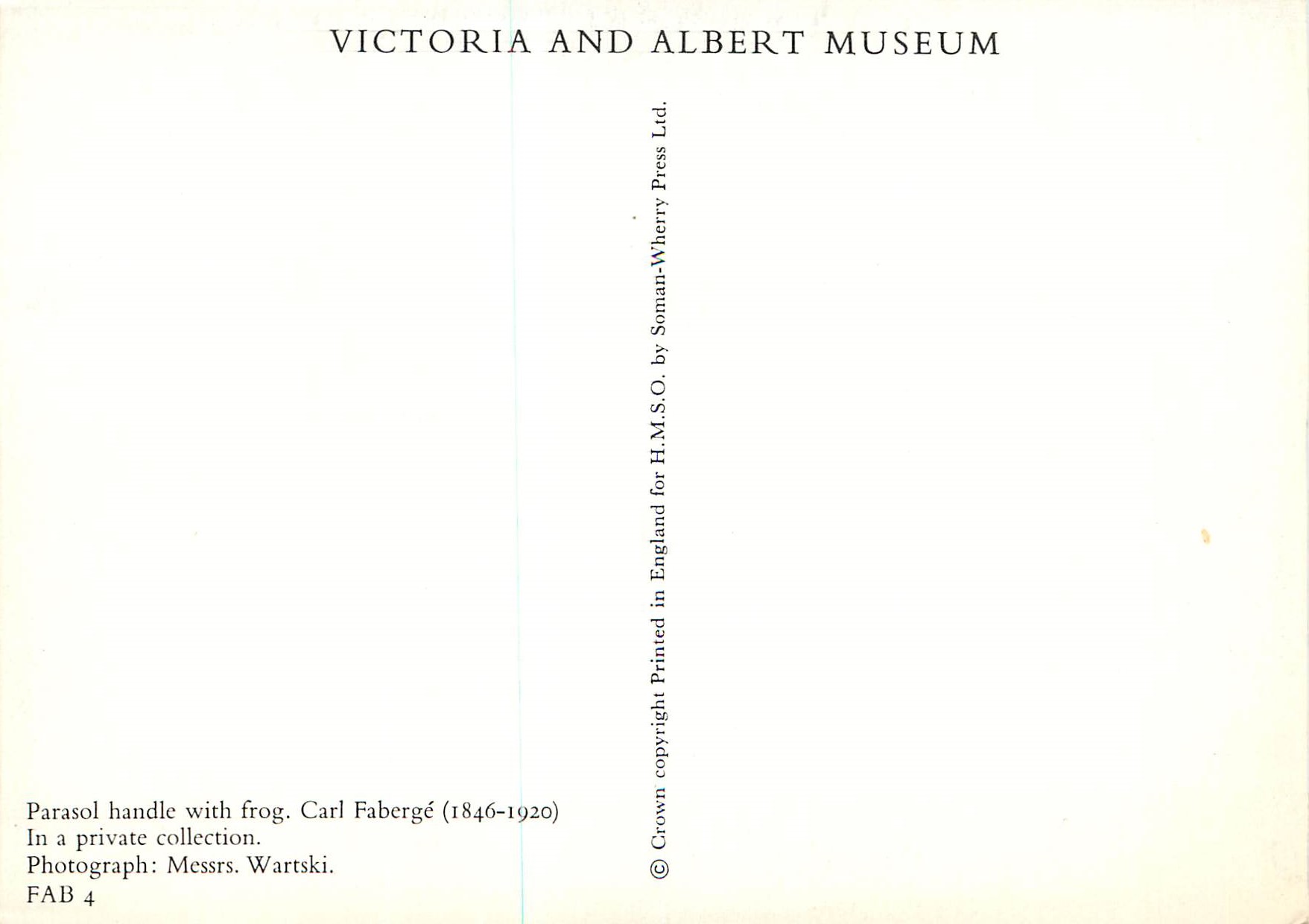 CPM Victoria and Albert Museum Parasol Handle with frog Carl Faberge (1846 1920) — Rückseite