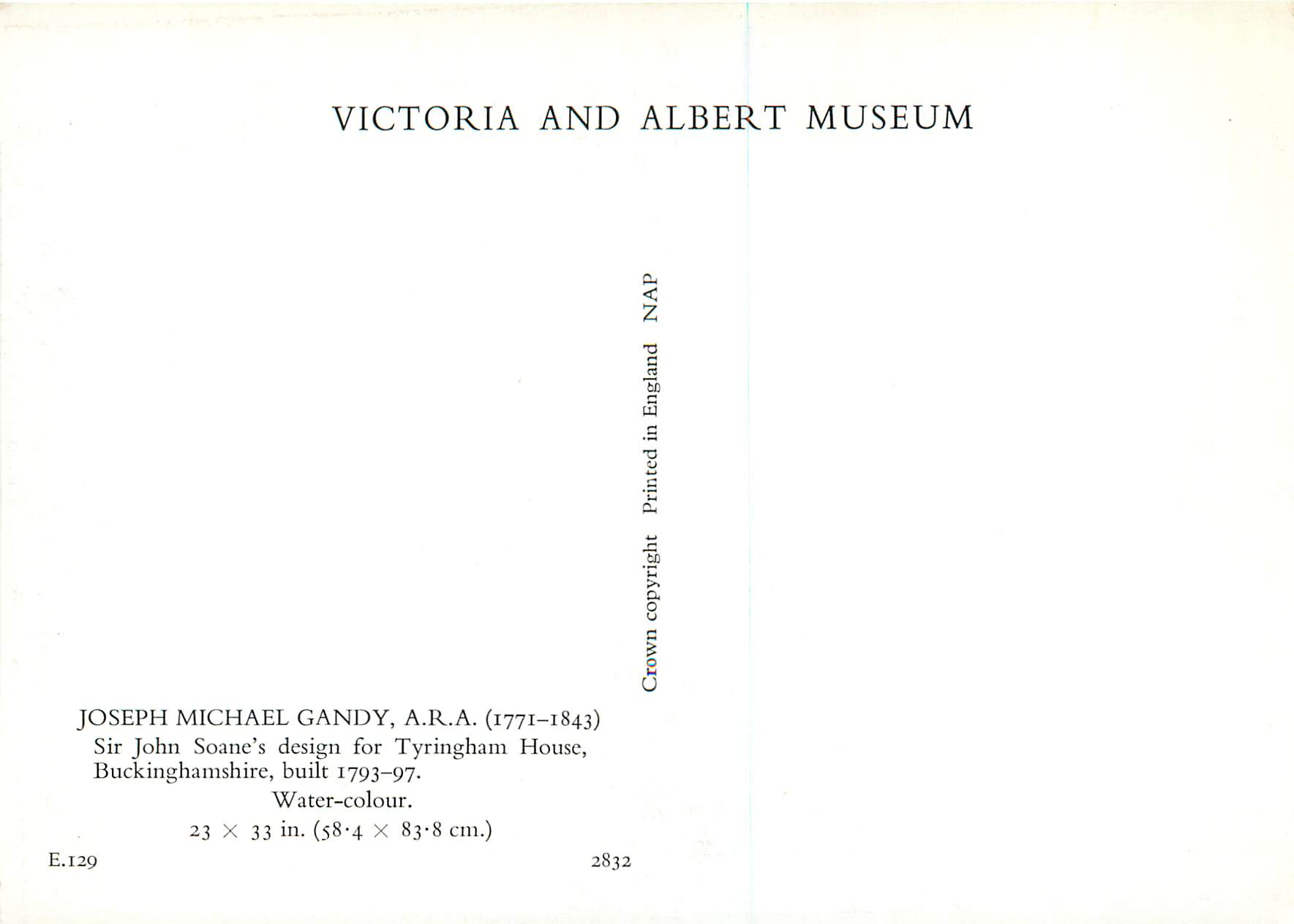 CPM Victoria and Albert Museum Joseph Michael Gandy (1771 1843) — Rückseite