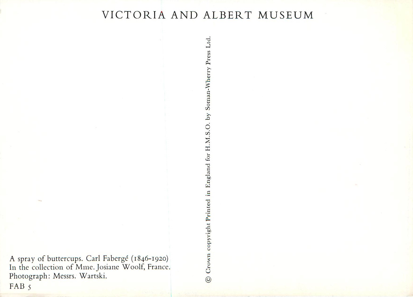 CPM Victoria and Albert Museum A Spray of Buttercups Carl Faberge (1846 1920) — Rückseite