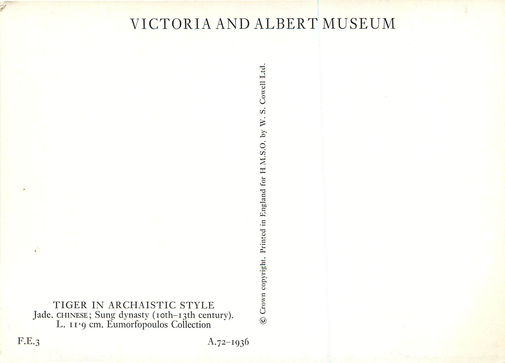 CPM Victoria and Albert Museum Tiger in Archaistic Style Chine China — Rückseite