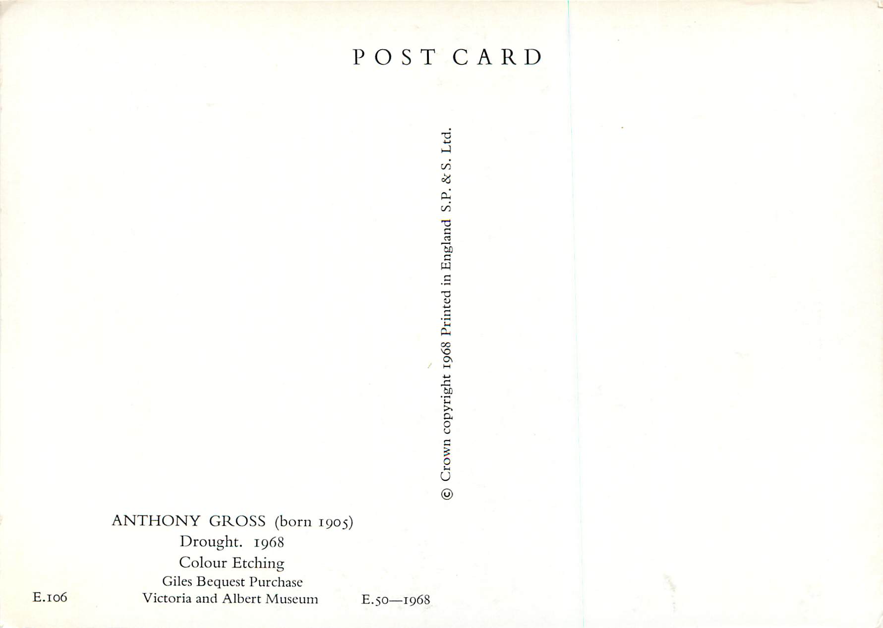 CPM Victoria and Albert Museum Anthony Gross (Born 1905) — Verso