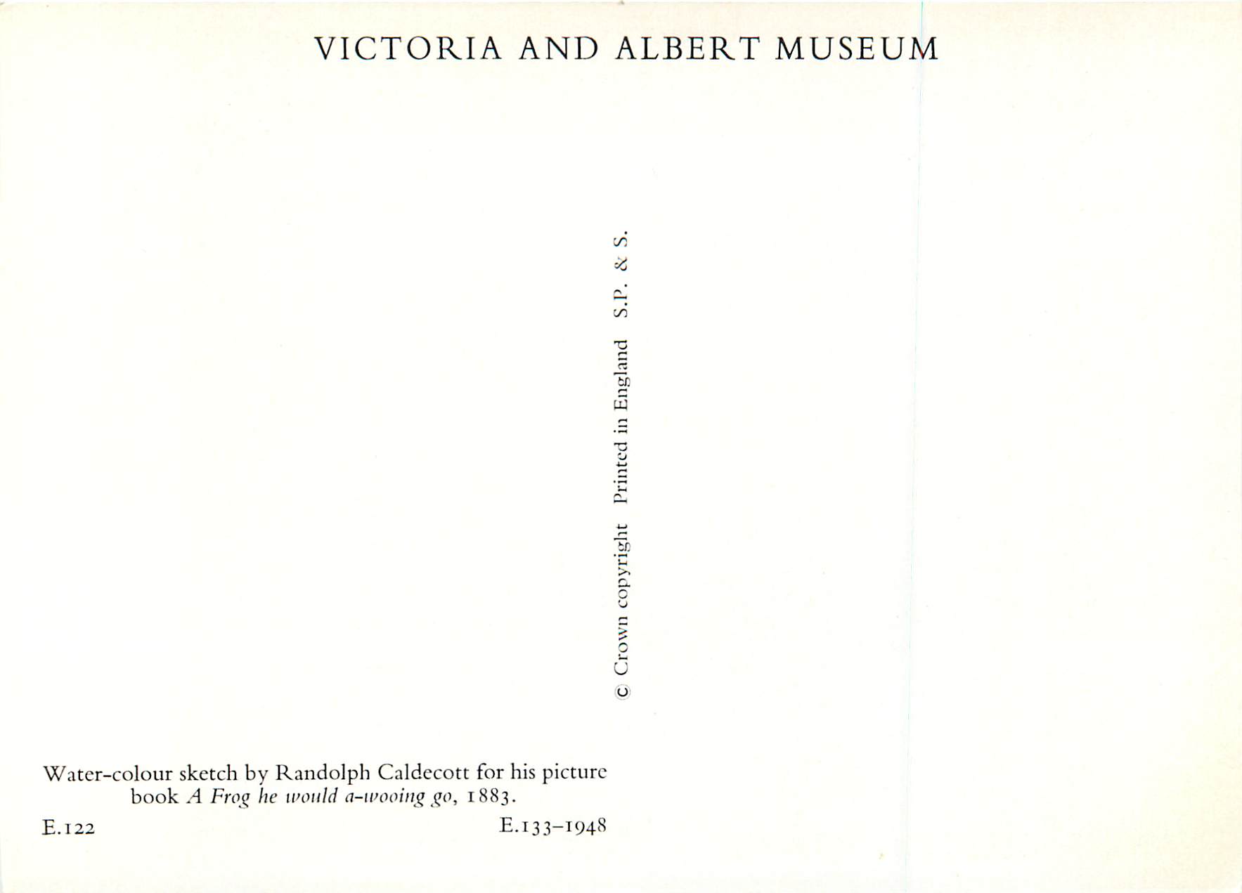 CPM Victoria and Albert Museum Water Colour Sketch by Randolph Caldecott for his Picture — Rückseite