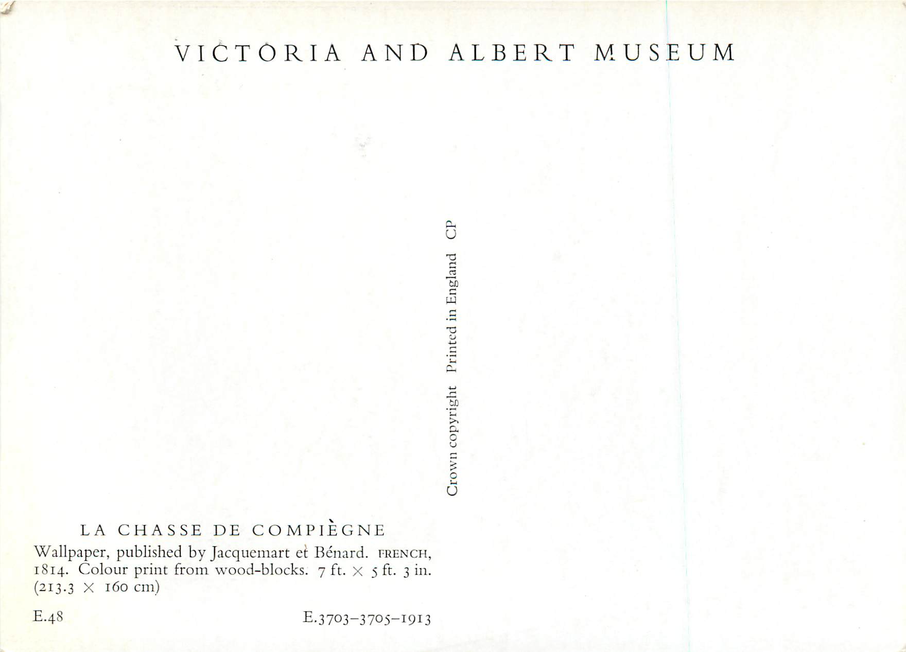 CPM Victoria and Albert Museum La Chasse de Compiegne — Verso
