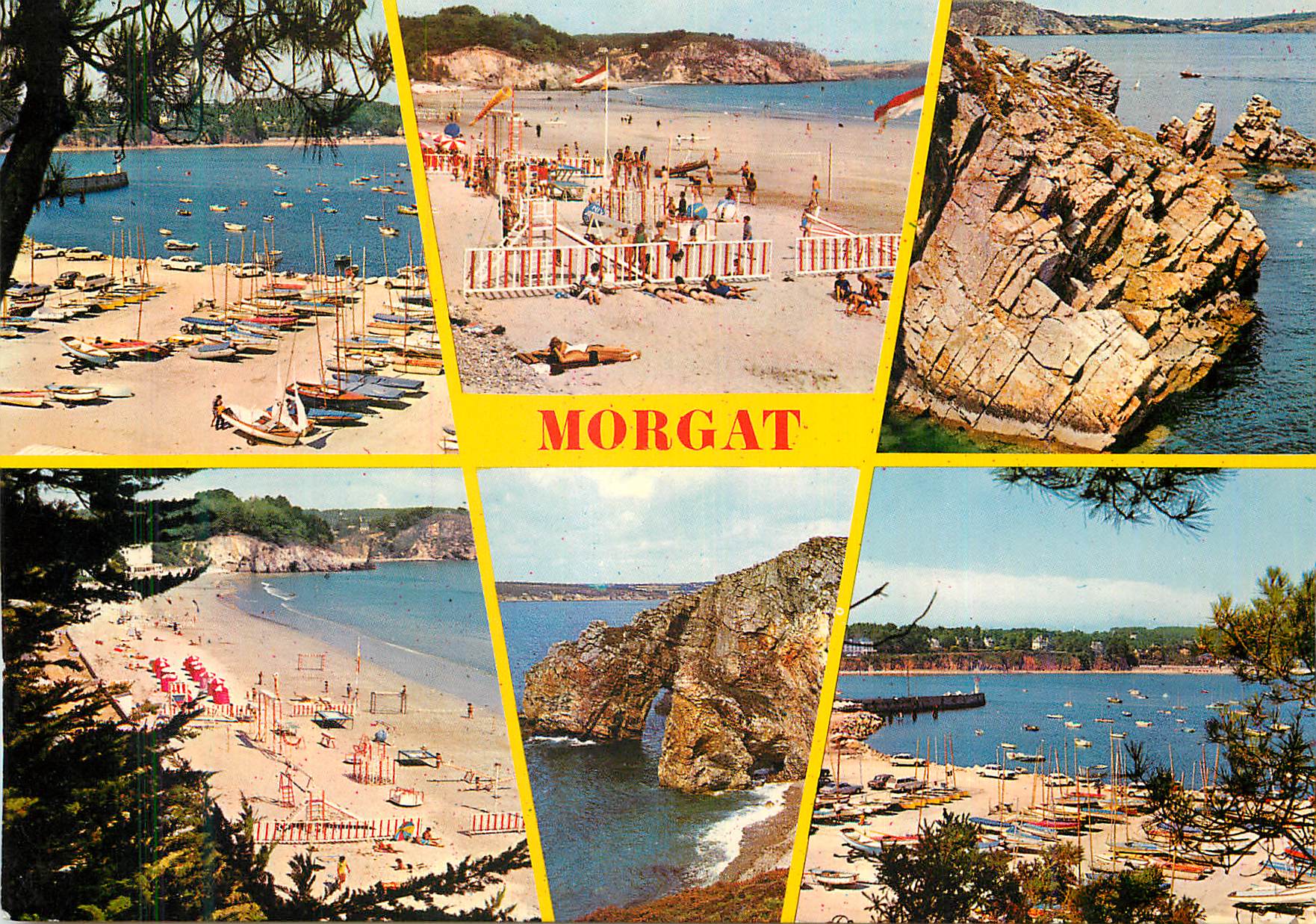 CPA Morgat le Port la Plage la Pointe du Kador et la Grotte des Korrigans Couleurs de Bretagne