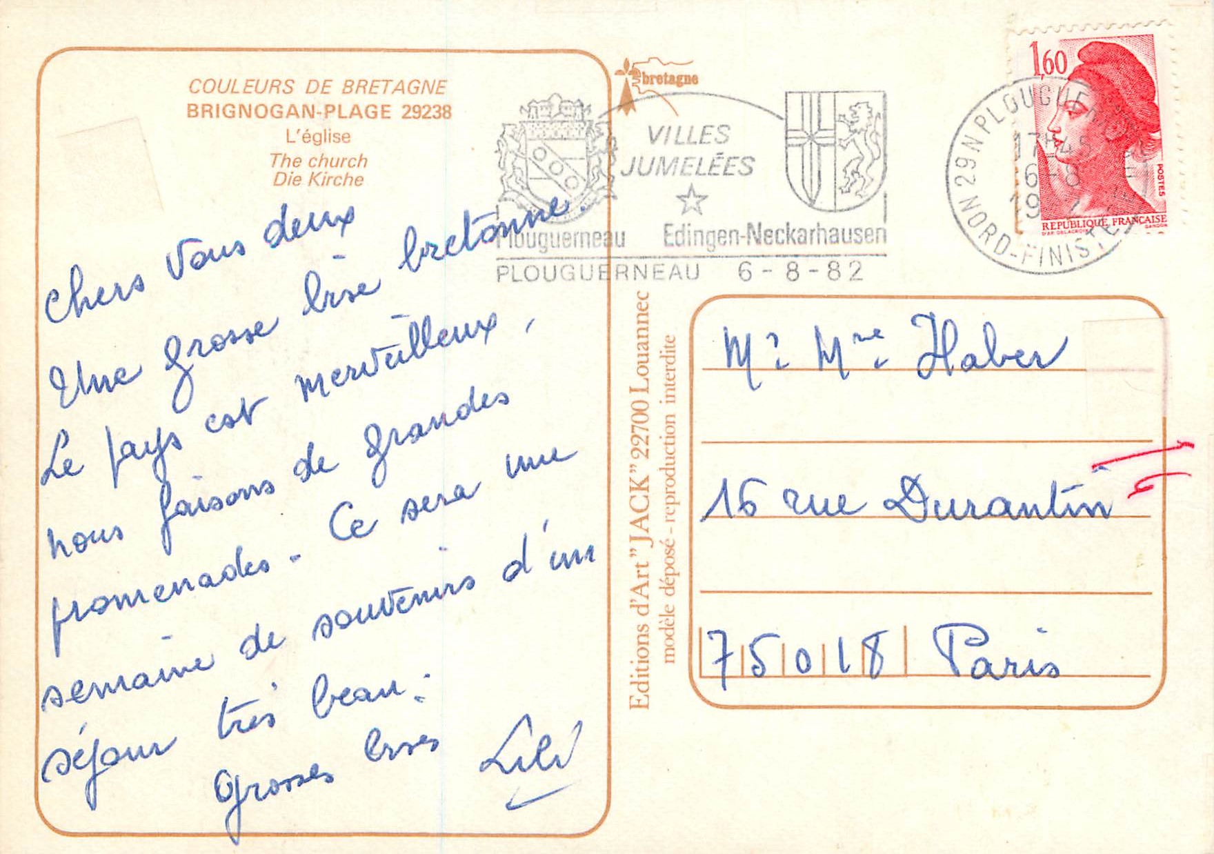 CPA Brignogan Plage l'Eglise Couleurs de Bretagne — Rückseite