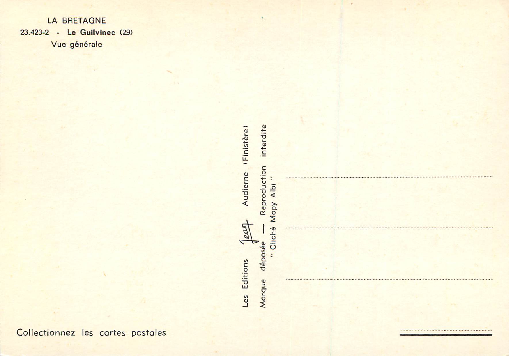 CPA le Guilvinec Vue Generale la Bretagne — Rückseite