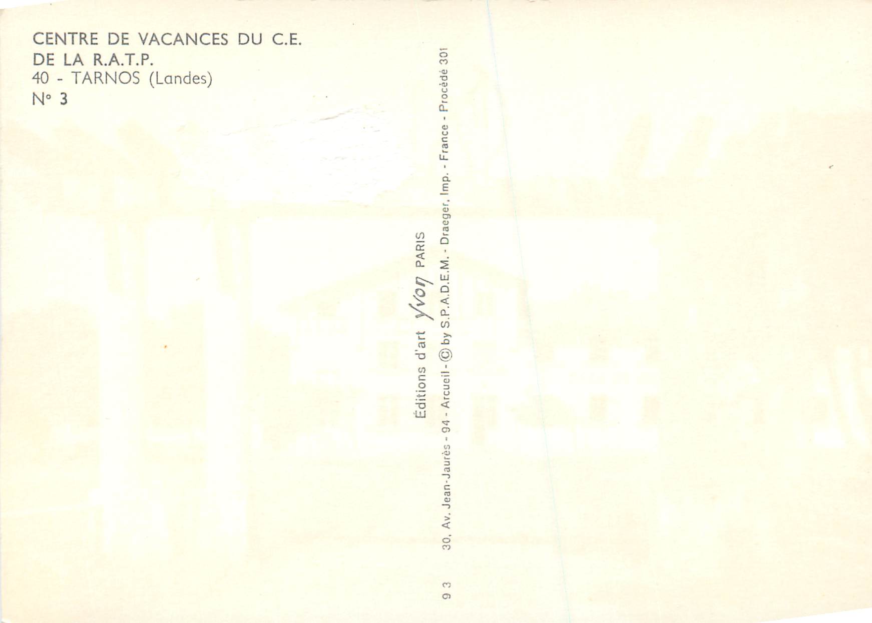 CPA Tarnos (Landes) Centre de Vacances du CE de la RATP — Rückseite