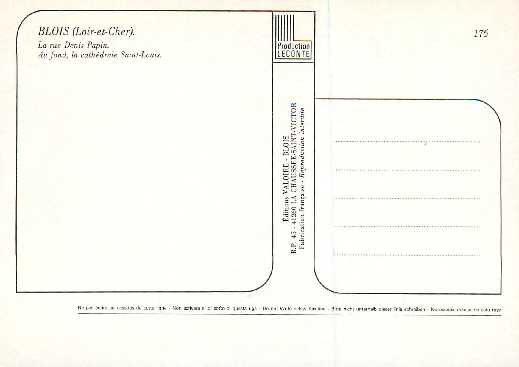 CPA Blois (Loir et Cher) la Rue Denis Papin — Verso