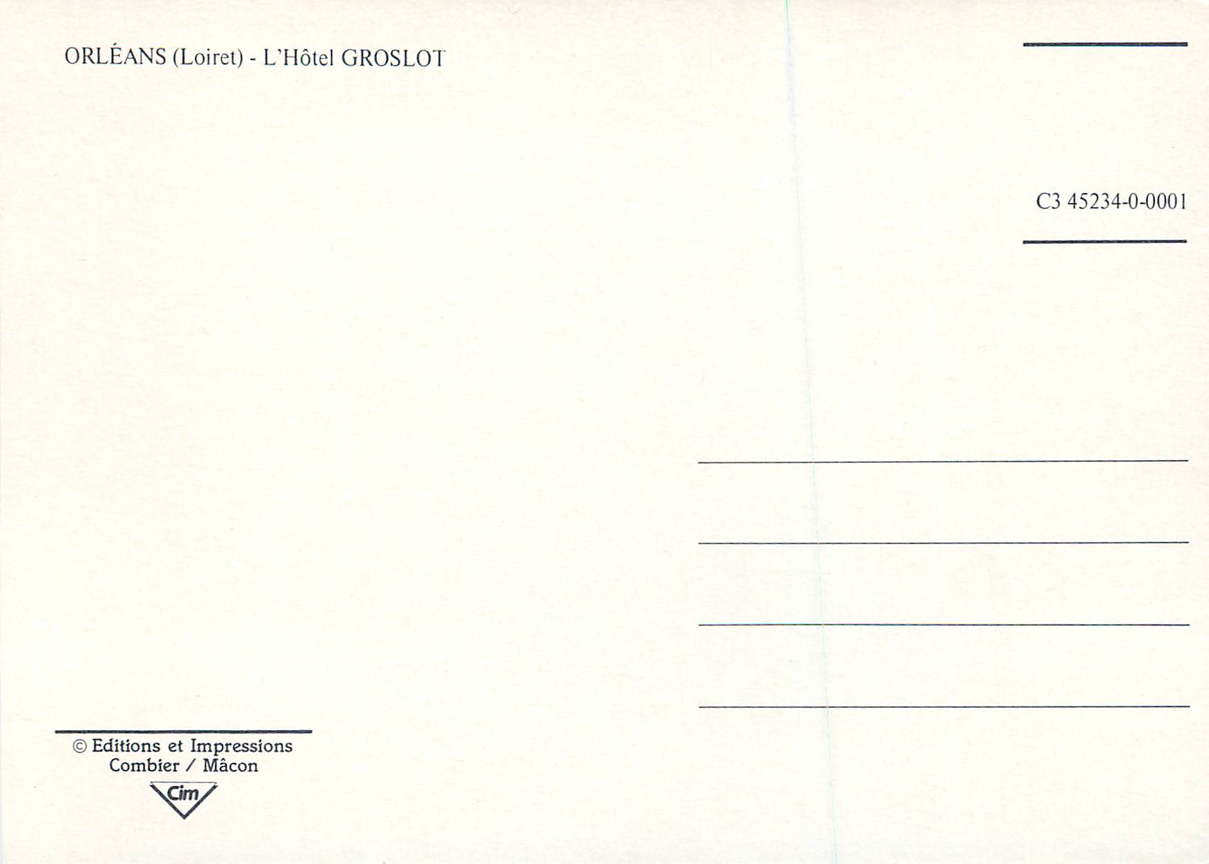 CPA Orleans (Loiret) l'Hotel Groslot — Verso