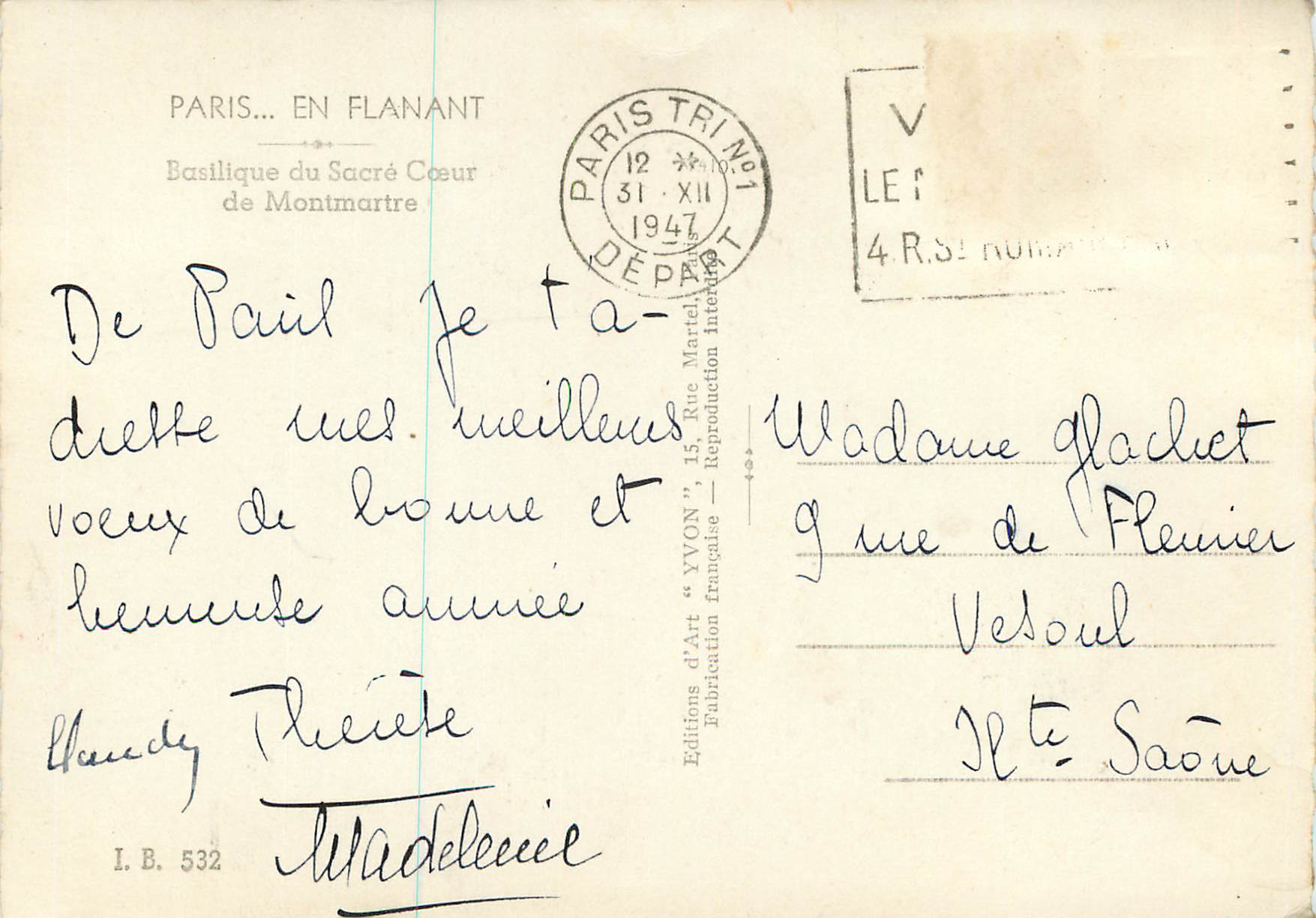 CPM Paris en Flanant Basilique du Sacre Coeur de Montmartre — Rückseite