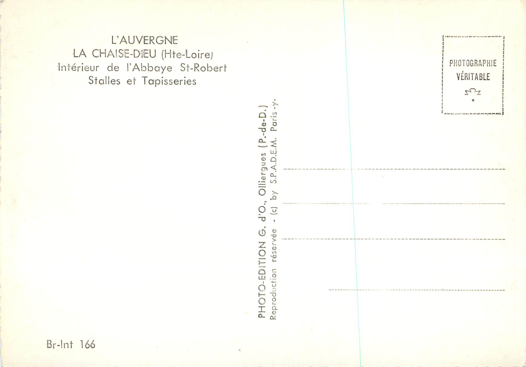 Innenansicht der Abtei Saint-Robert de La Chaise-Dieu — Bänke und Wandteppiche — Edition G. d'O., Paris — Rückseite