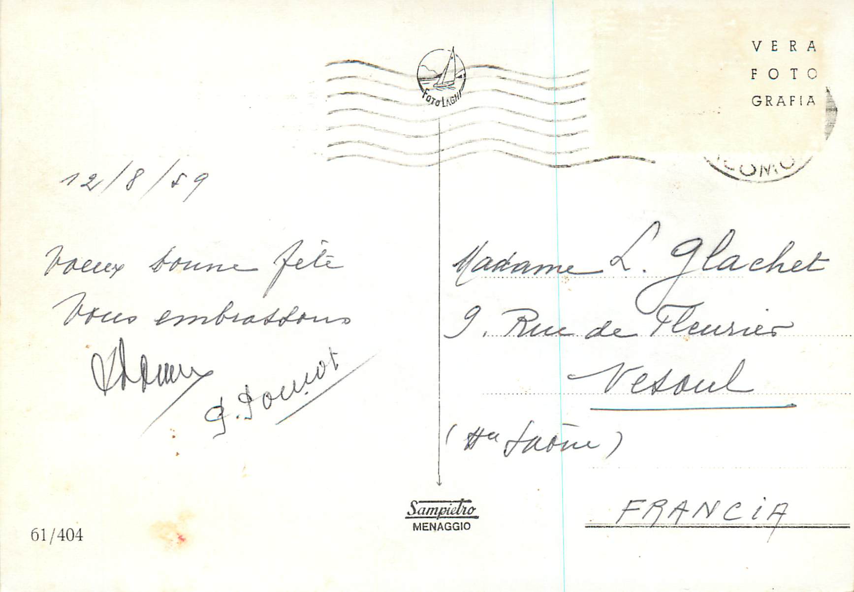 CPM Lago Di Como l'Isola C Dal Santuario Della B V Del Soccordo — Rückseite