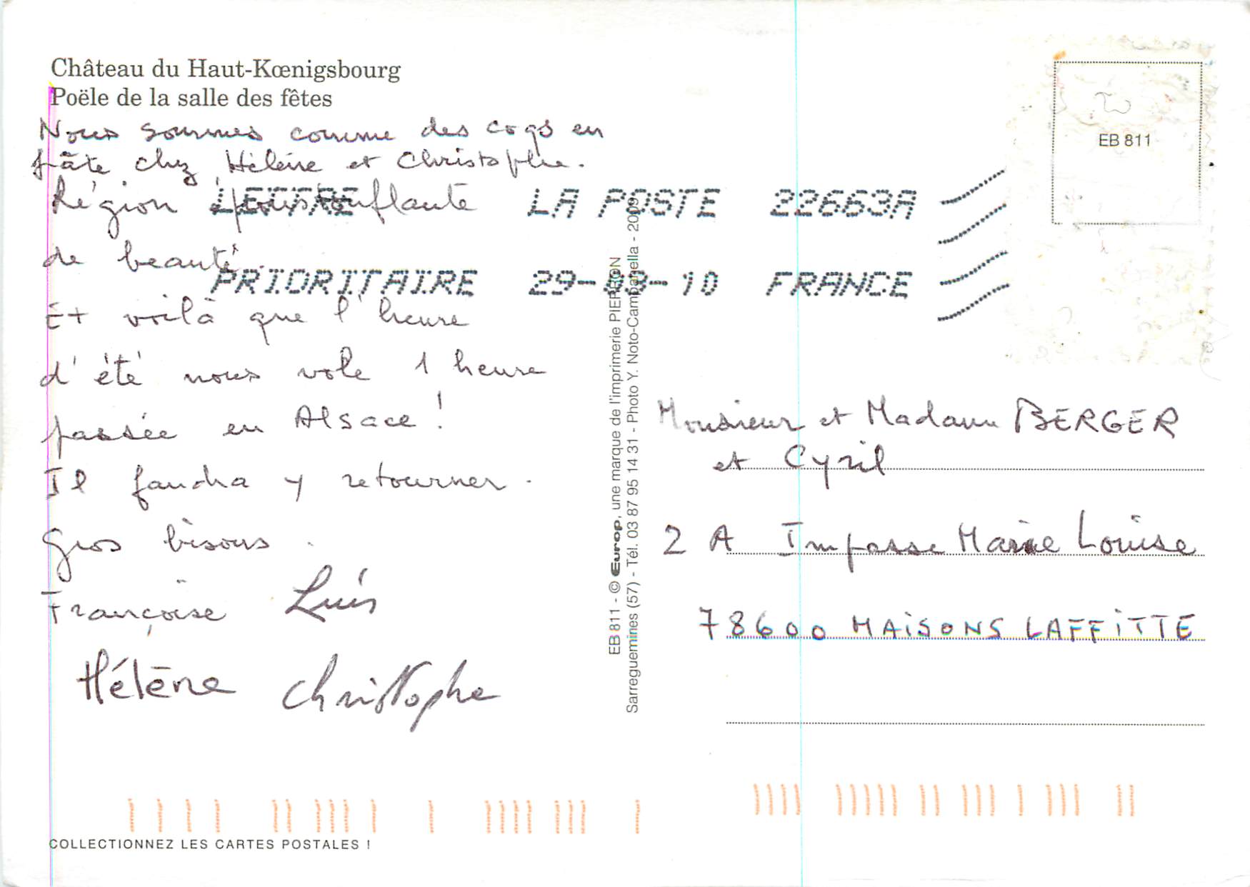 CPM Chateau du Haut Koenigsbourg Poele de la Salle des Fetes — Rückseite