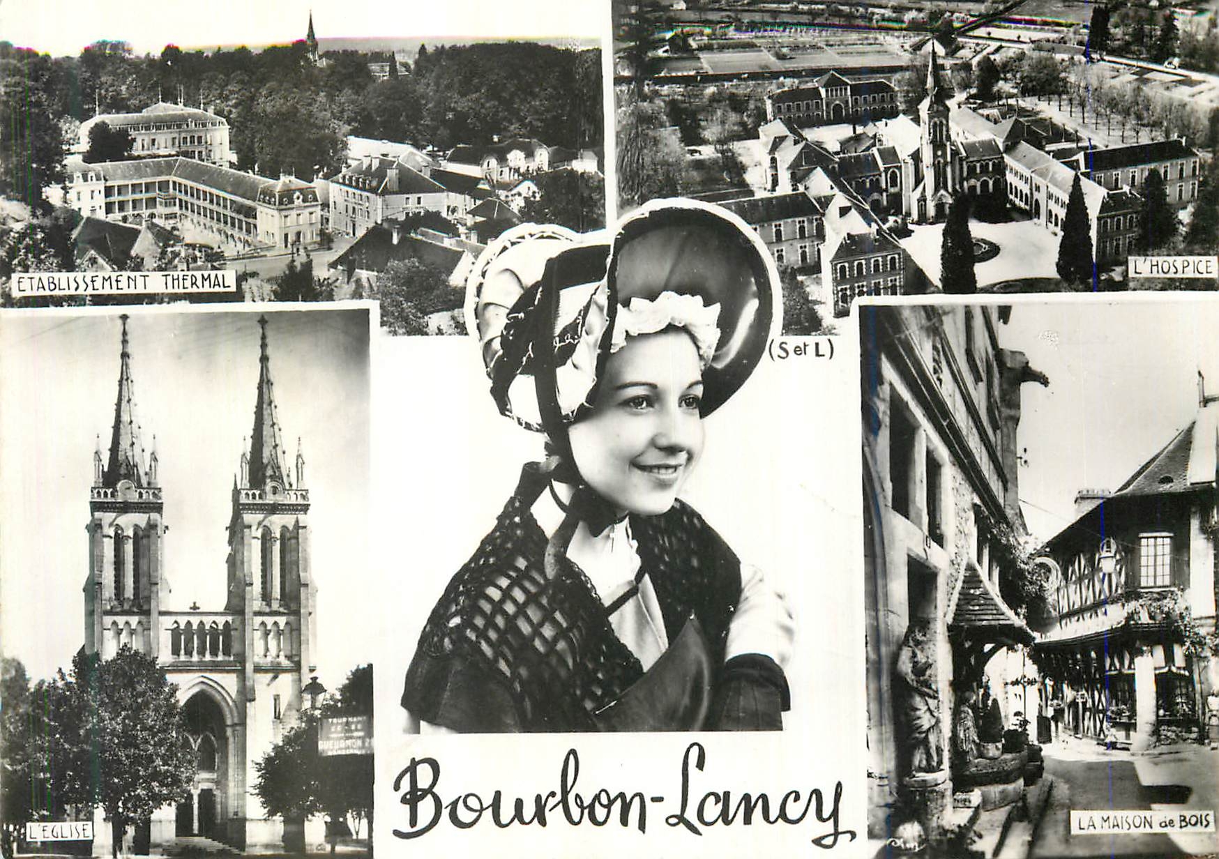 CPM Bourbon Lancy Etablissement thermal L'eglise L'hospice La maison de bois