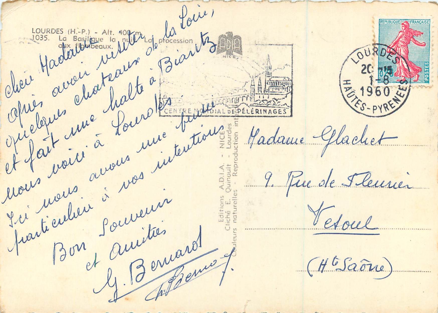 CPM Lourdes (H P) Alt 400m la Basilique la Nuit — Verso
