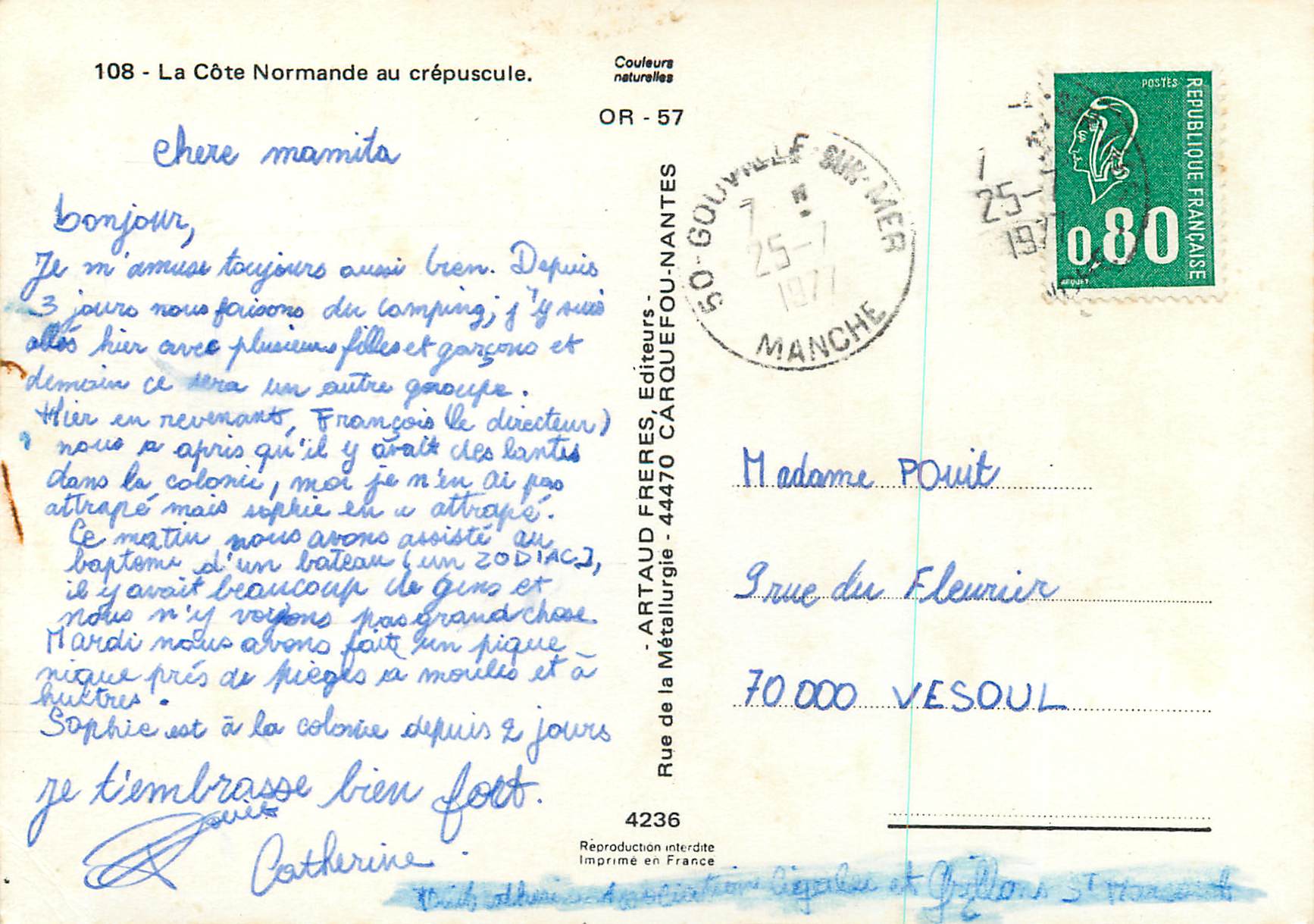 CPM la Cote Normande au Crepuscule Lion — Rückseite