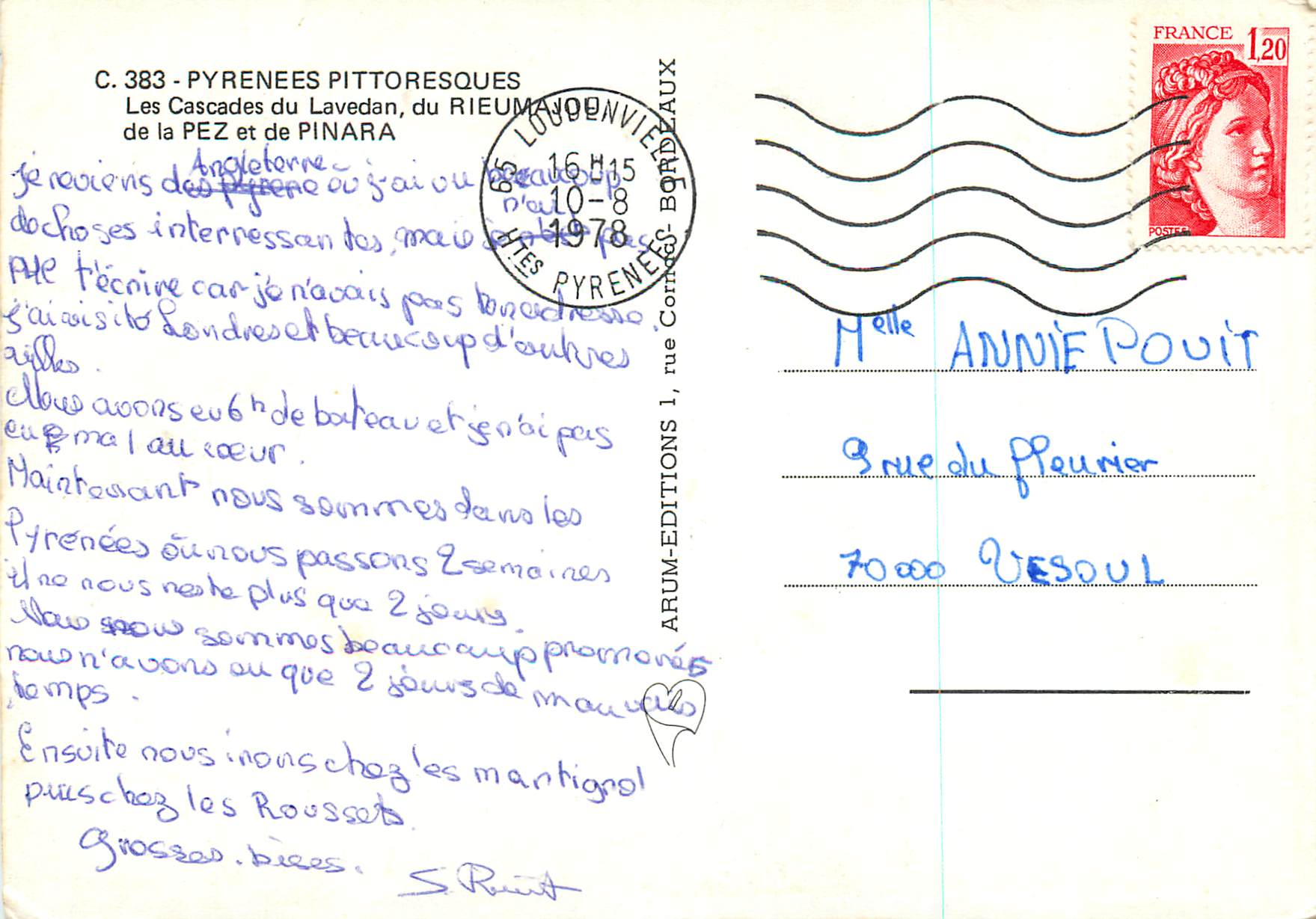 CPM les Cascades du Lavedan du Rieumajou de la Piez et de Pinara Pyrenees Pittoresques — Back