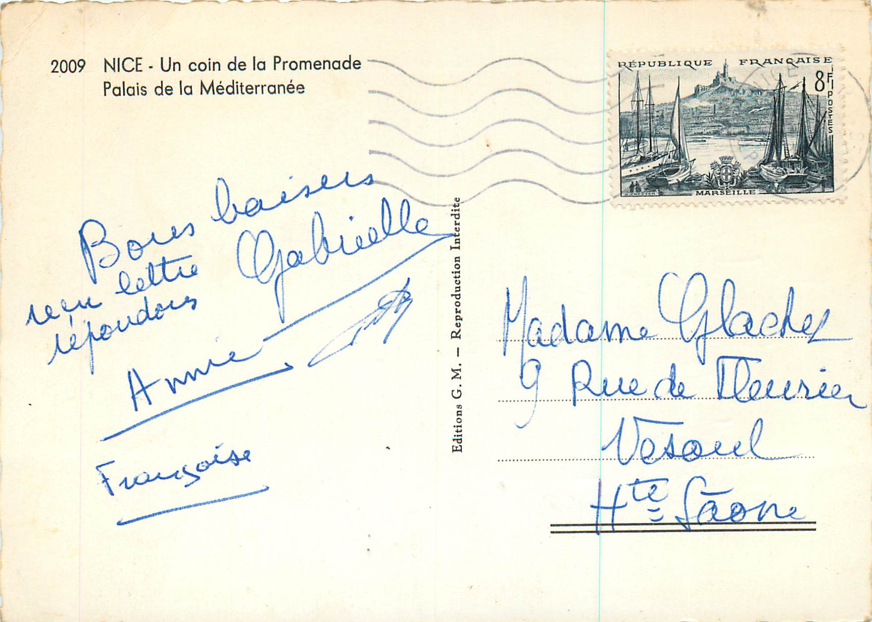 CPM Nice Un Coin de la Promenade Palais de la Mediterranee — Rückseite
