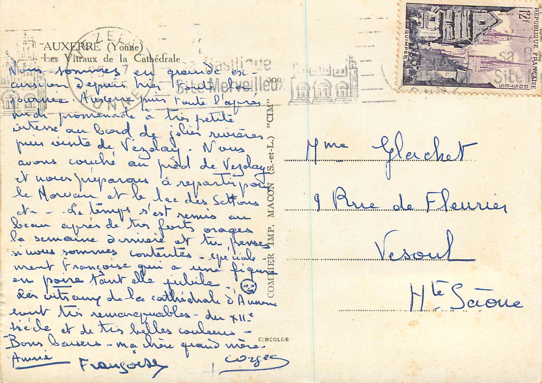 CPM Auxerre (Yonne) Les Vitraux de la Cathedrale — Verso