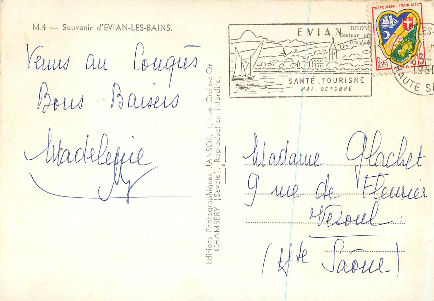 CPM Souvenir d'Evian les Bains — Verso