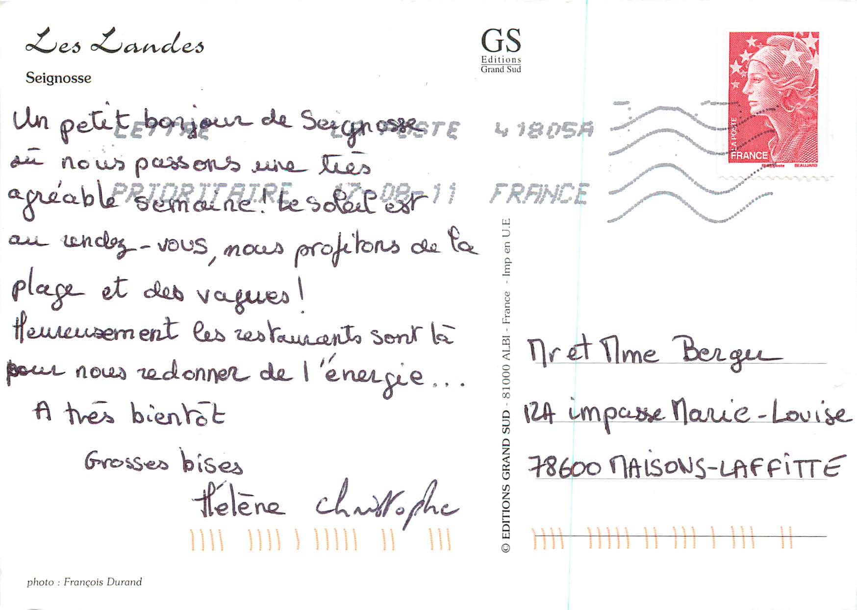 CPM Seignosse Cote Atlantique — Rückseite