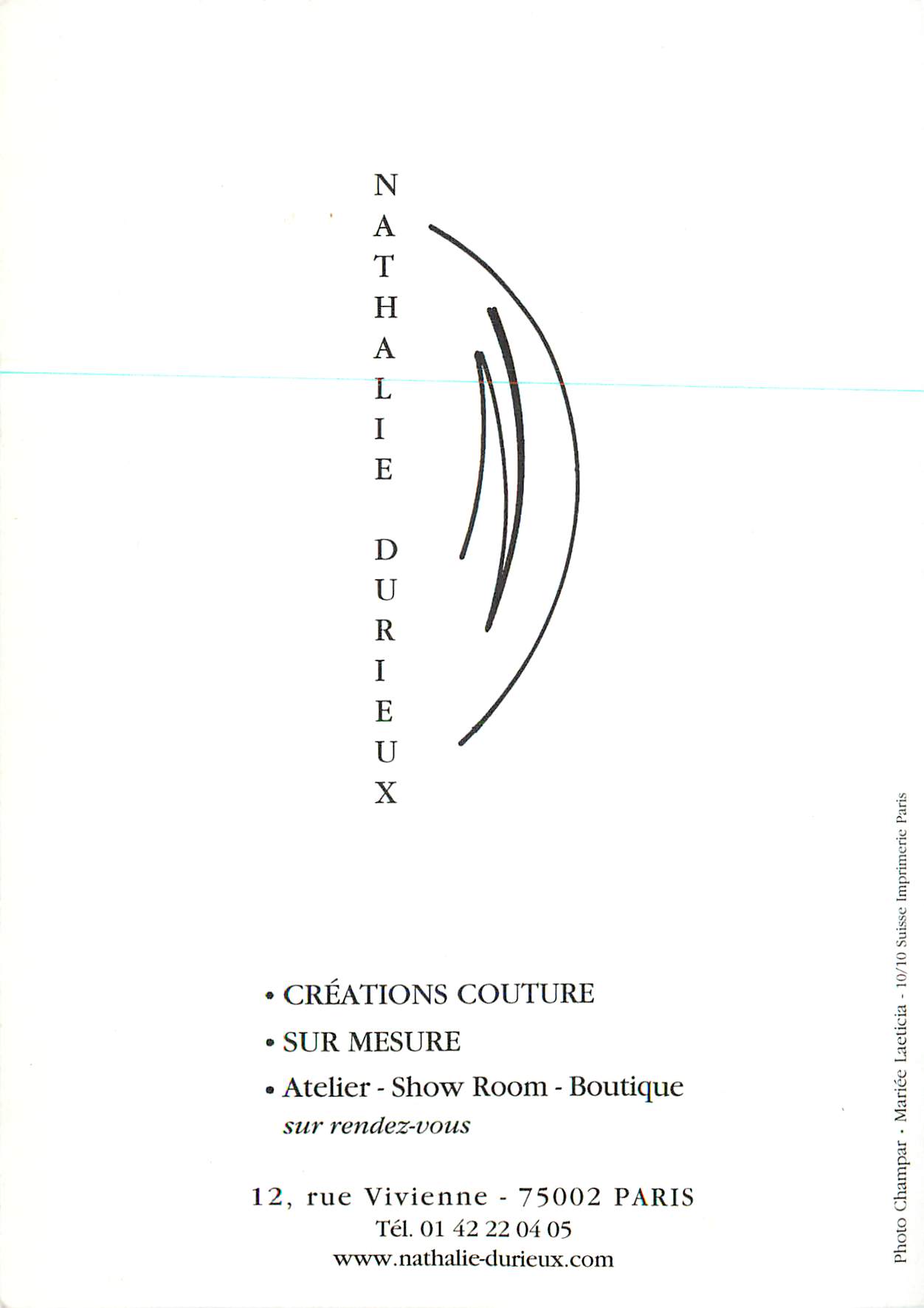 CPM Nathalie Durieux Creations Couture sur Mesure — Rückseite