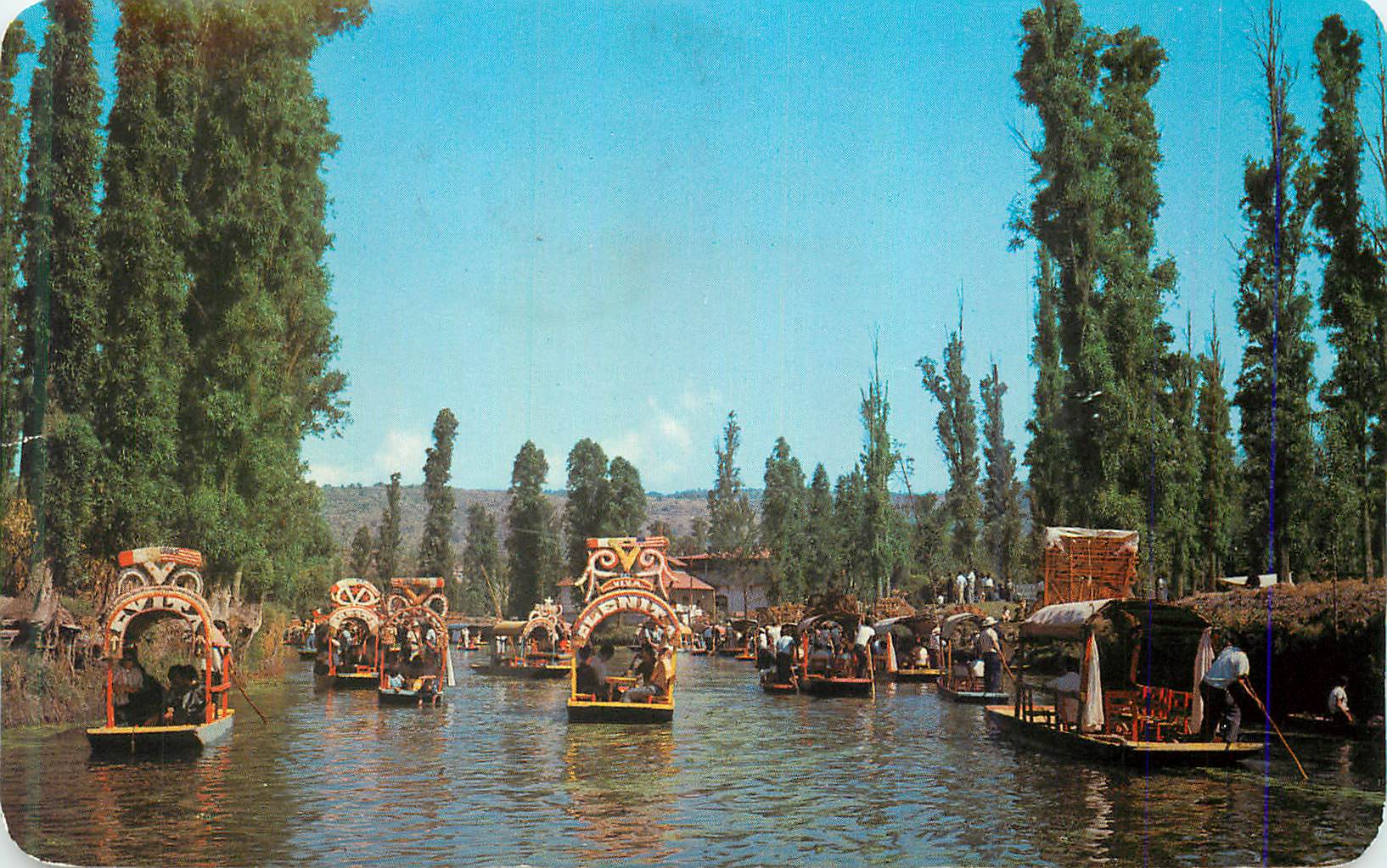 CPM Mexico Flower Decked Boats Carry Excursionists along the Canal of Xochimilco's Floating Gardens