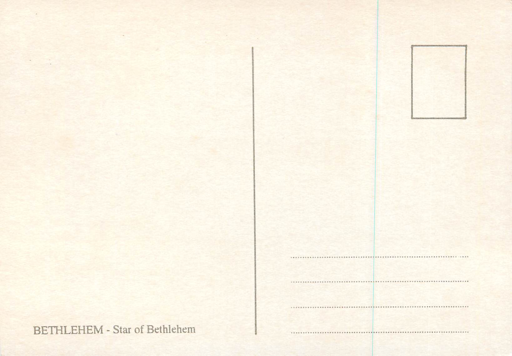 CPM Bethlehem Star of Bethlehem — Verso