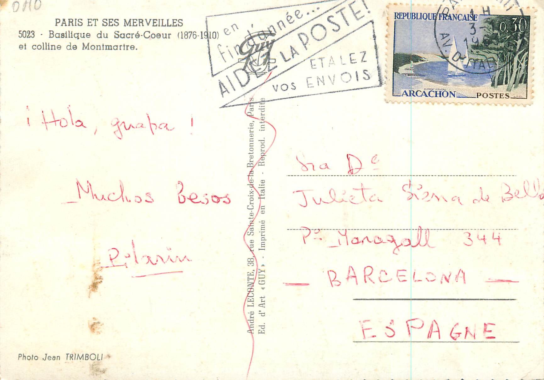CPM Paris et ses Merveilles Basilique du Sacre Coeur (1876 1910) et Colline de Montmartre — Rückseite