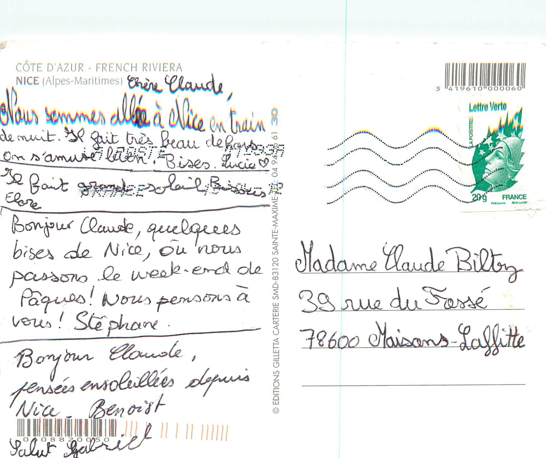 CPM Nice (Alpes Maritimes) Cote d'Azur French Riviera — Rückseite