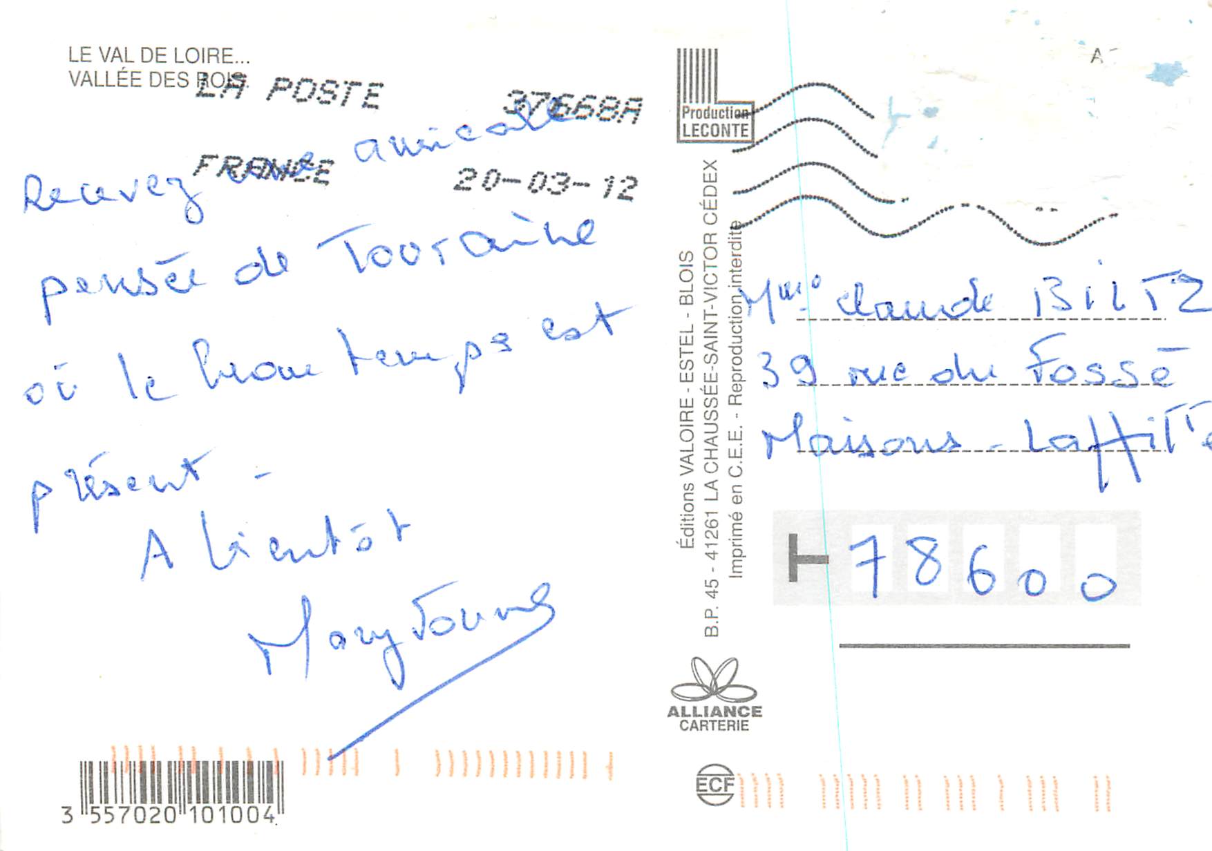 CPM Les Rois de France en Val de Loire Vallee des Rois — Rückseite